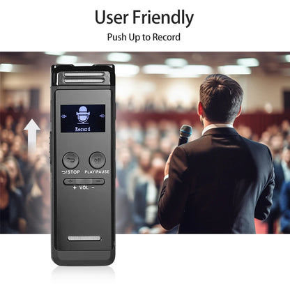 Digital Voice Recorder 32G Activated Record Playback MP3 Music Player w/ Mic Speaker 1536KBPS HD Recording 24 System Languages