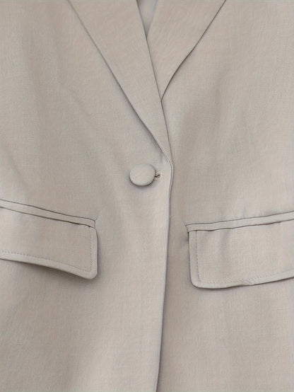 Women's Elegant Professional Pants Set - Single Breasted Shawl Collar Blazer with Flap Pockets, Simple Straight Leg Pants for Work, Office, Business, and Formal Occasions - High-Quality, Comfortable, and Versatile Clothing