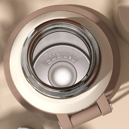 Insulated Stainless Steel Water Bottle with Rope Handle, Dual-Purpose Lid/Drinking Cup, Portable Vacuum Flask for Camping, Cycling, Car, Office - Suitable for Hot & Cold Beverages, Ideal Gift for Ages 14+