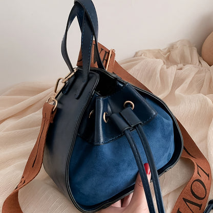 Vintage Chic Triangle Bucket Handbag - Spacious Drawstring Crossbody Bag with Trendy Niche Design, Stylish Women's Accessory for Daily Use and Travel